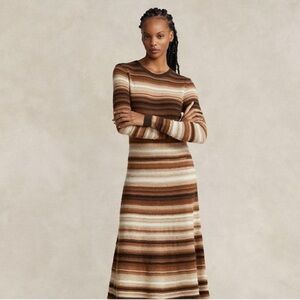 Polo Ralph Lauren Wool Alpaca Blend Striped Jumper Dress SZ XXL